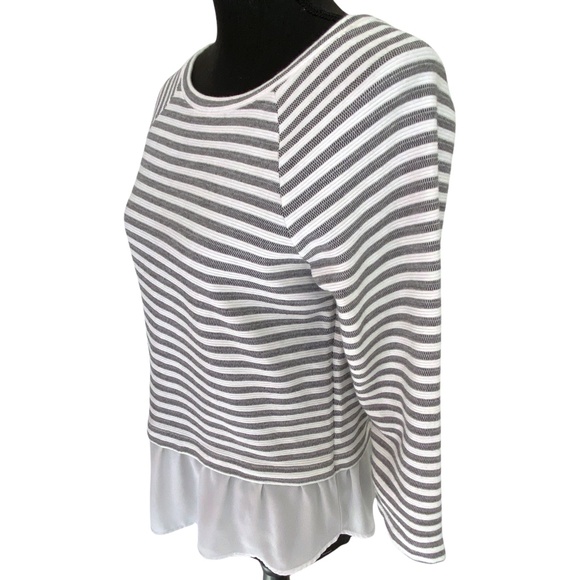 LOFT Striped Jersey Top with Flirty Peplum, Size Small - Picture 9 of 9
